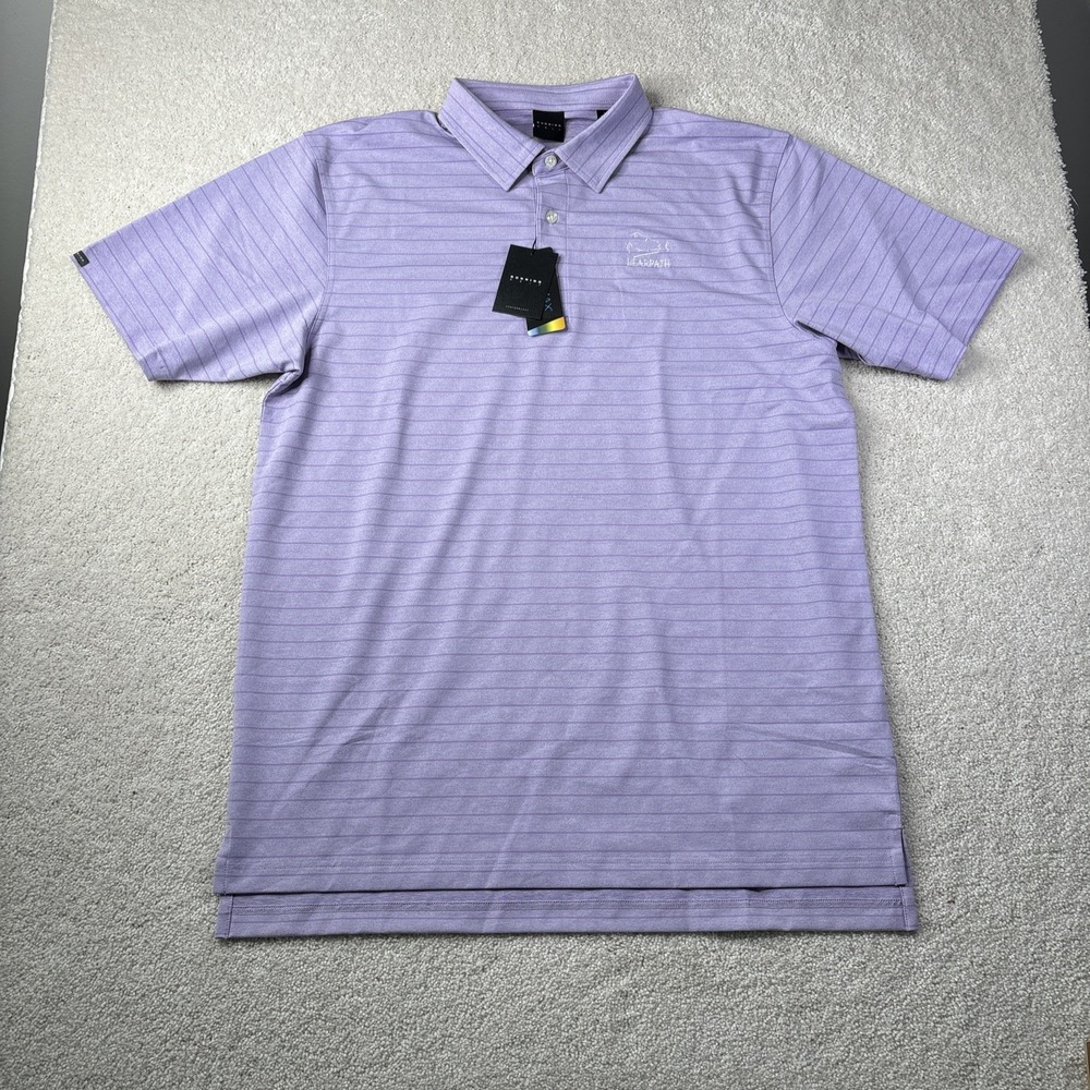 NWT Dunning Golf Polo Men's Large Purple Striped Cool Max Performance Bearpath